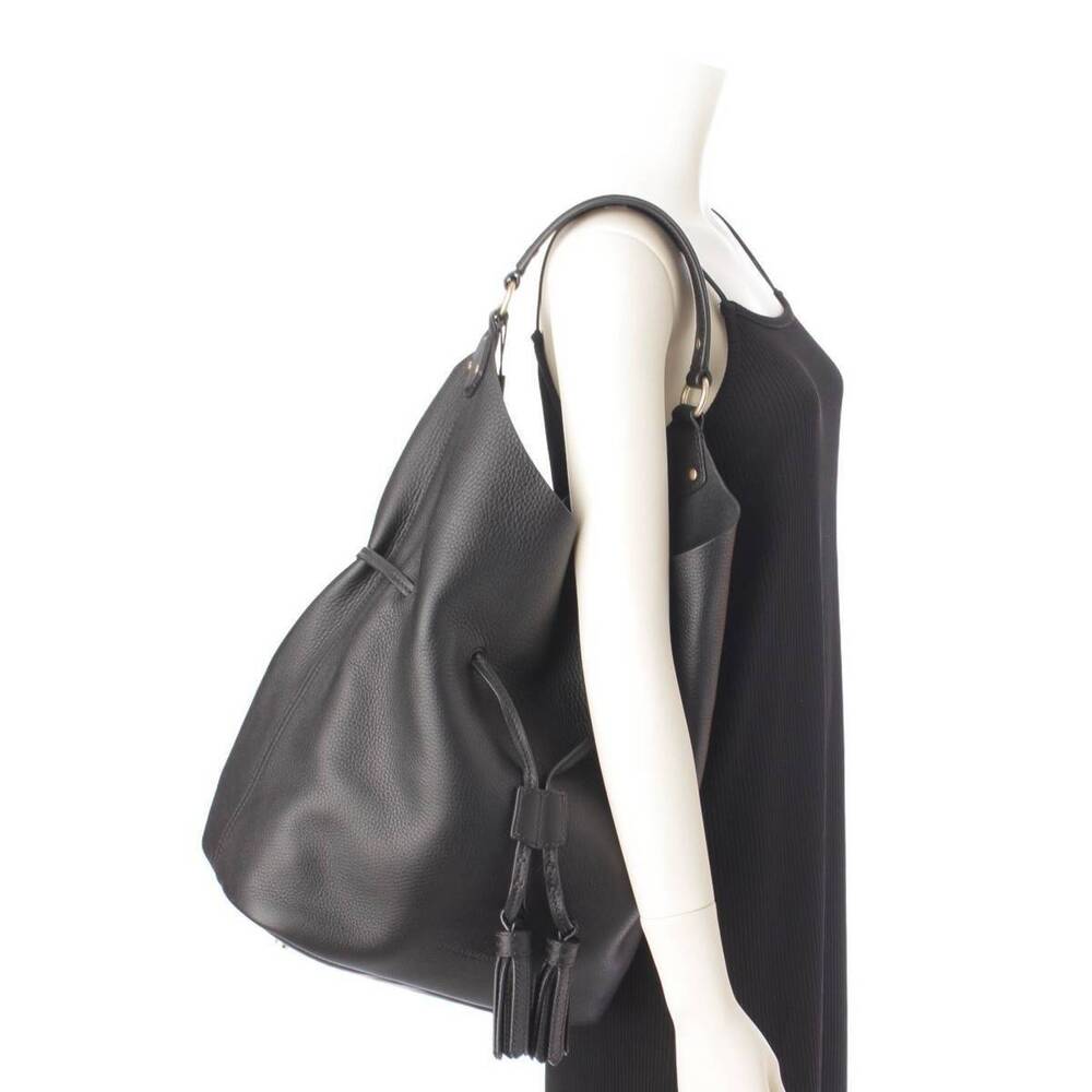 BurberryBurberry ASHBY Drawstring Shoulder Bag Leather Handbag Black - Picture 6 of 6